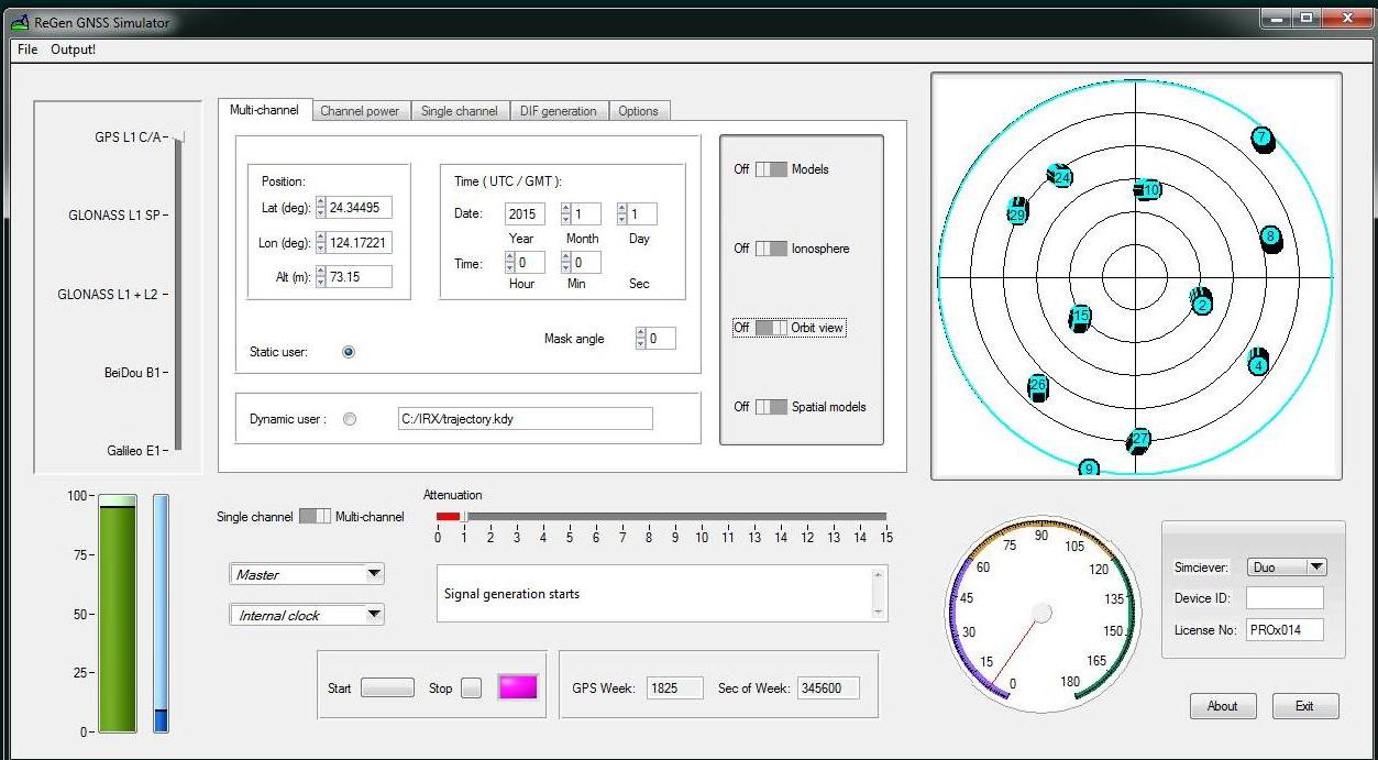 budget, inexpencive, economical GNSS RF ReGen simulator test with uBlox GPS GLONASS receiver